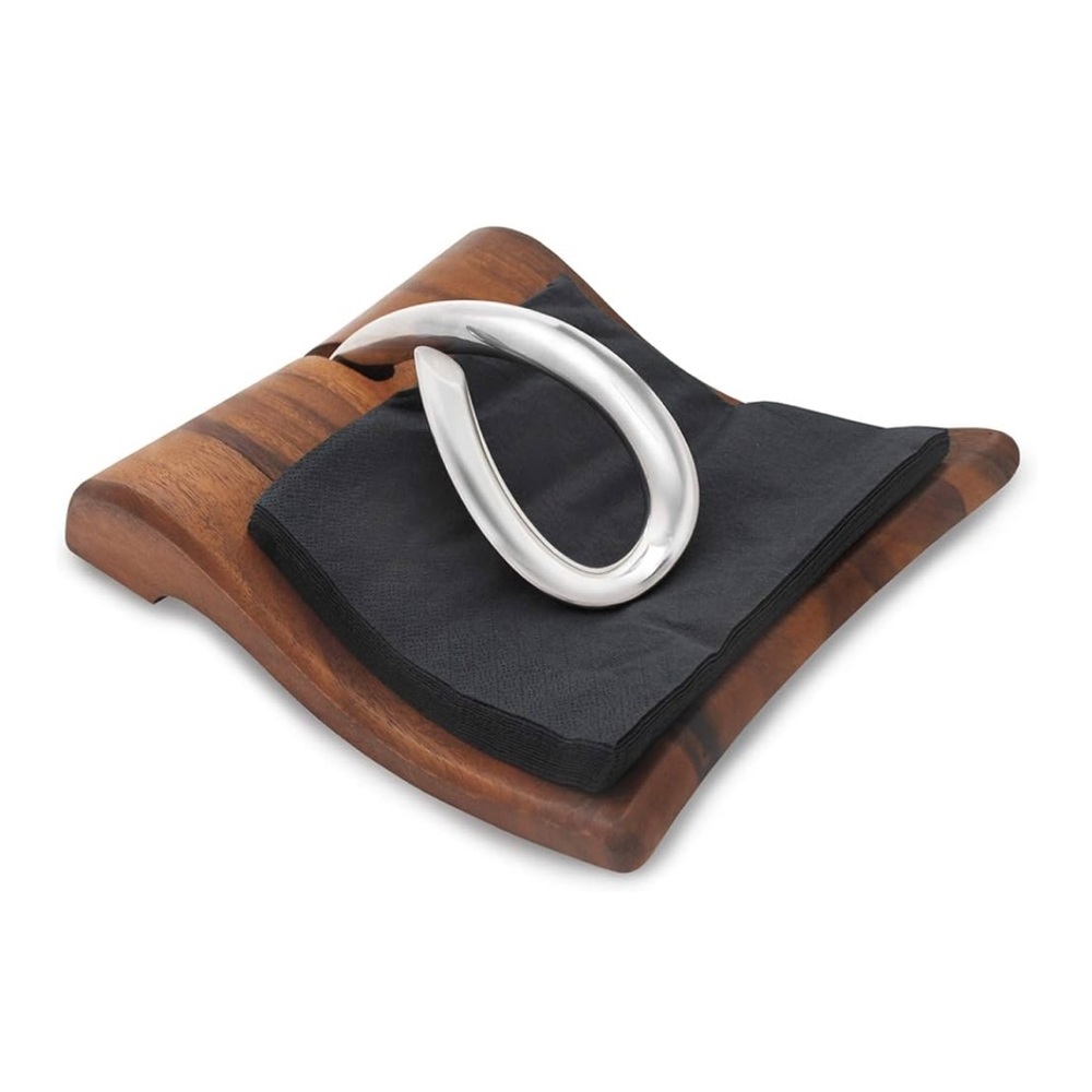 Nambe Silver and Wood napkins holder